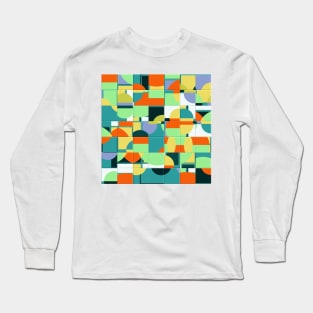 Abstract Mid Century Circles Pattern Resquared Long Sleeve T-Shirt